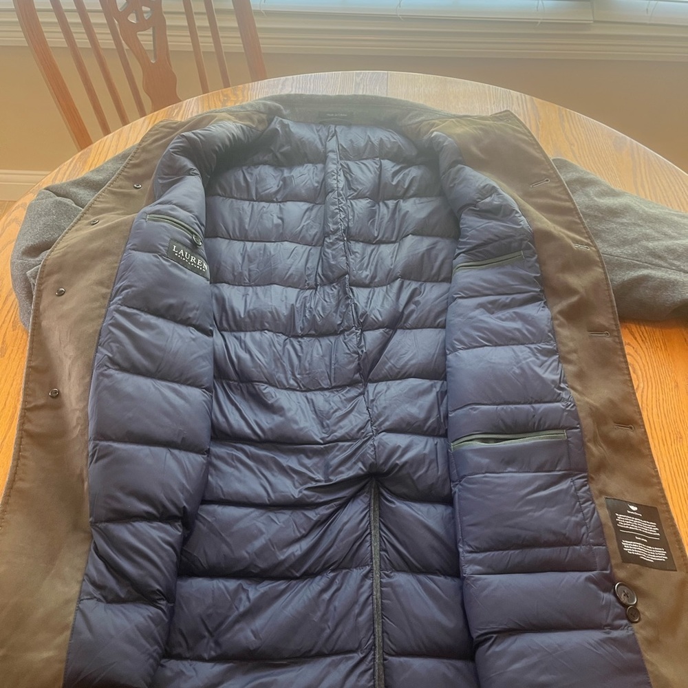 Lauren Ralph Lauren Thermal Puff Down Lined Wool Men’s Dress Overcoat 48R XL - Picture 8 of 12